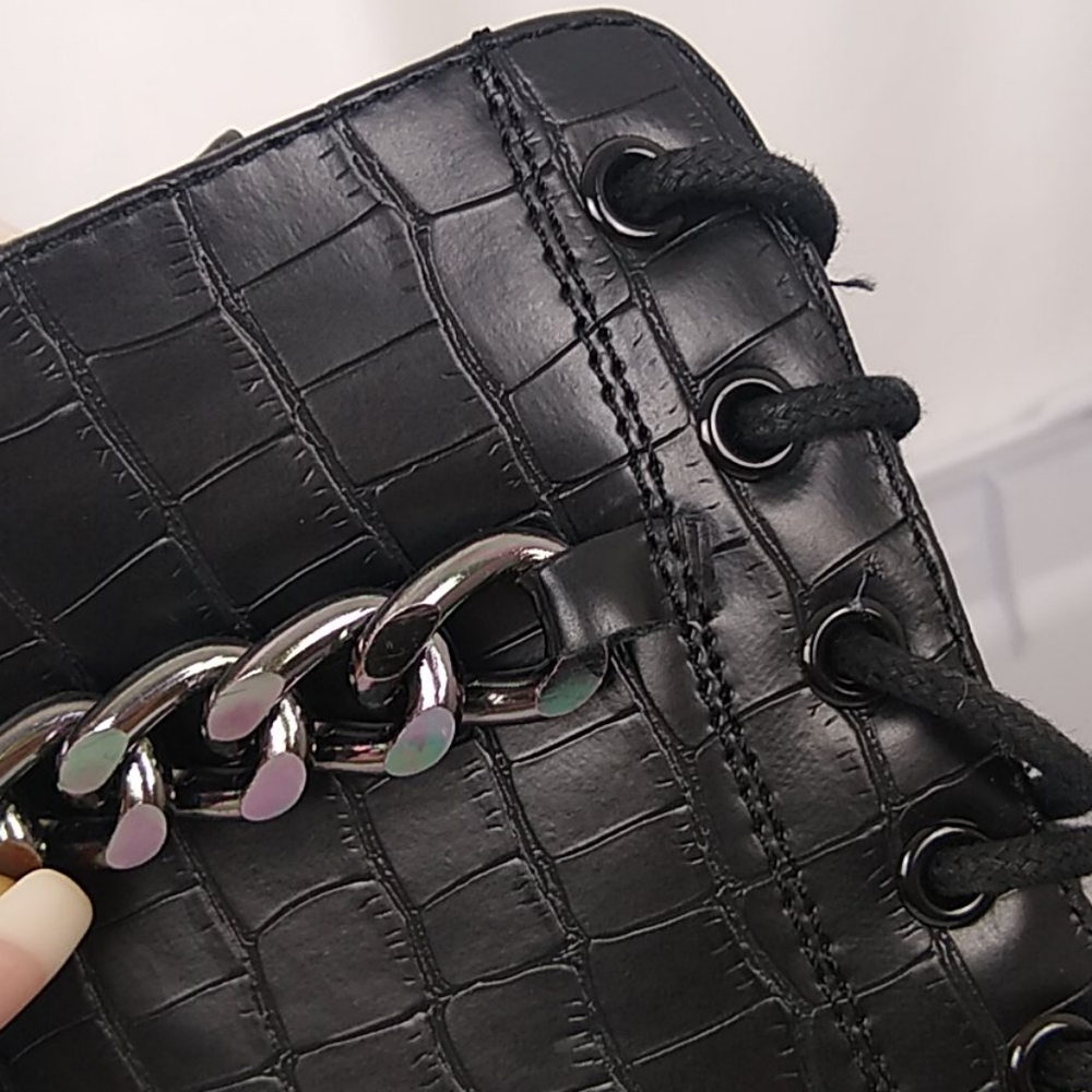 NEW Croc & Chain Chunky Platform Combat Boots - Picture 6 of 6